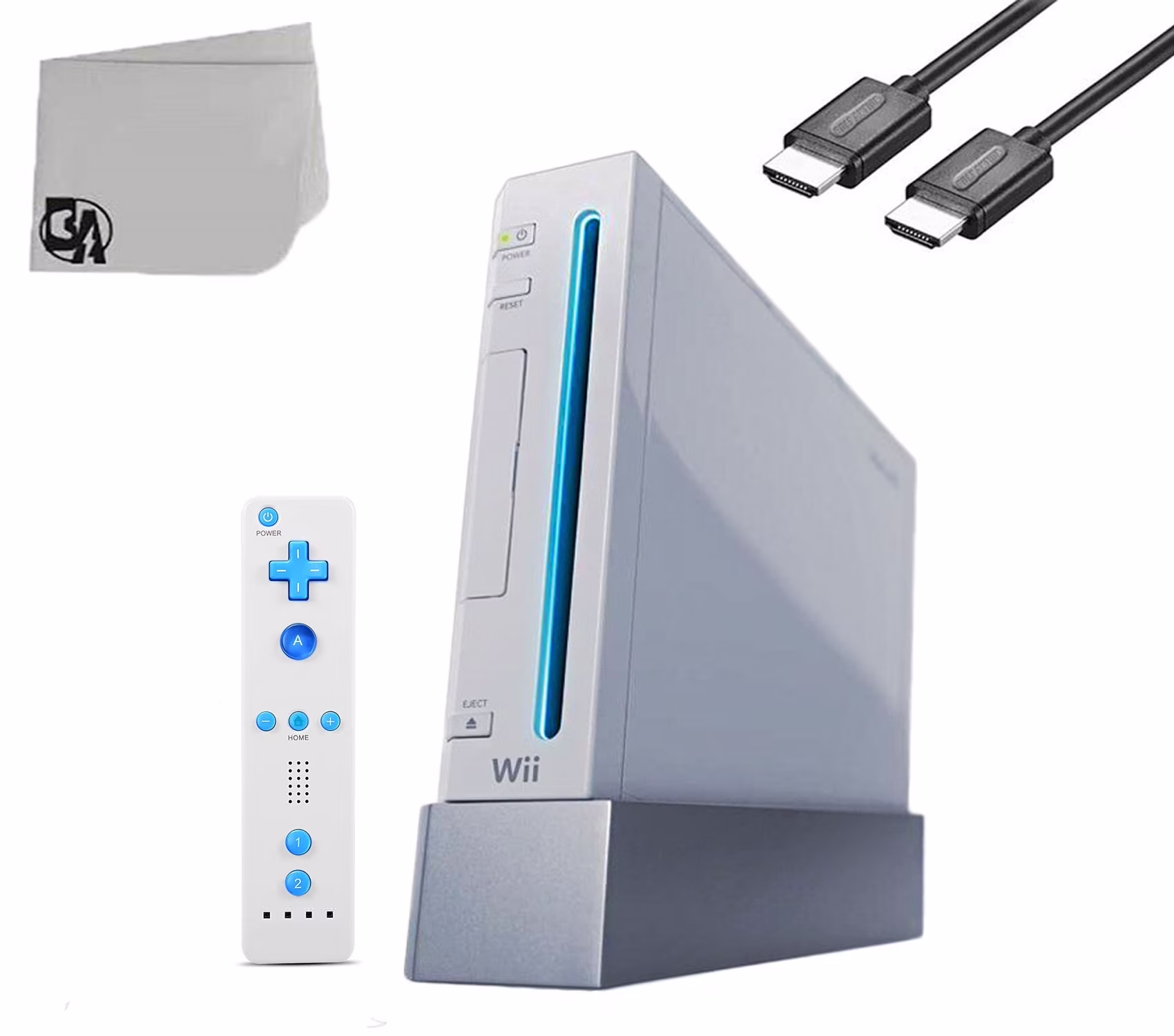 Immerse Yourself in Gaming Wii Console White With Wii Remote Controller, Wireless Gamepad, Silicone Case Mix Color 2 HDMI Cable BOLT AXTION Bundle Like New