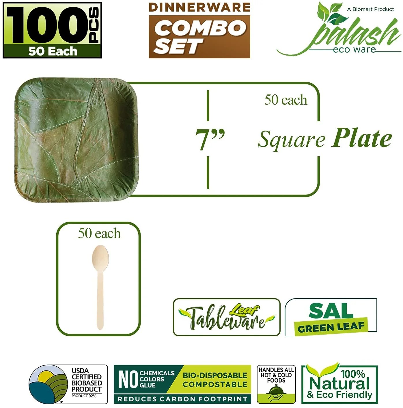 Palash-Sal leaf Single use Plate | Party, Festival, wedding, BBQ Disposable supply | 7