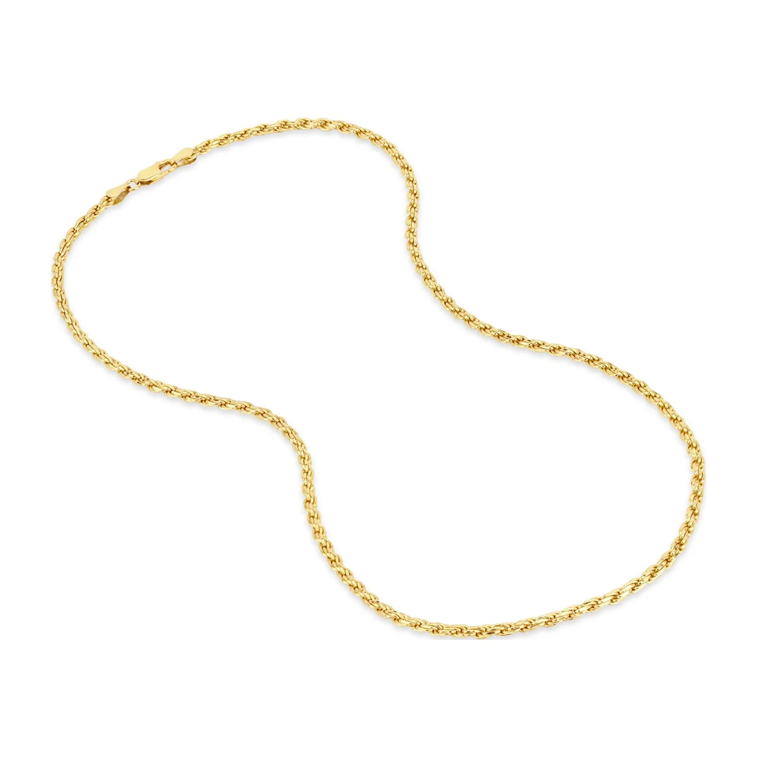 18k Gold Over Sterling Silver Rope 080 Gauge Chain Necklace 18 Inches