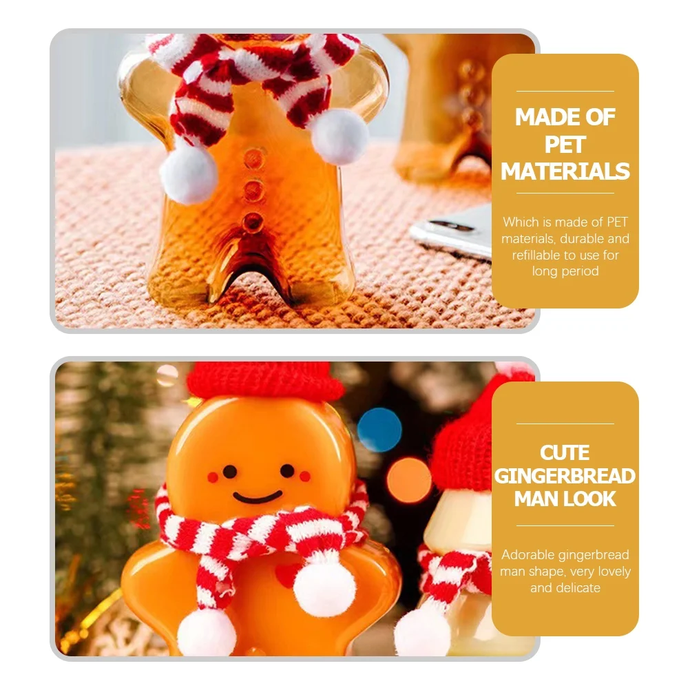 10pcs Christmas Bottles Xmas Gingerbread Man Candy Jars Juice Bottles 500ml