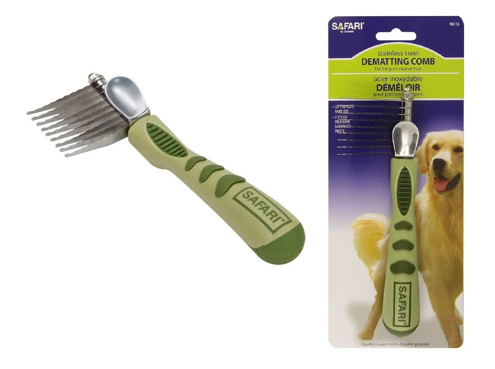 9 Blade Dematting Comb Dog & Cat Undercoat Pet Shedding Green Pro Grooming Tool