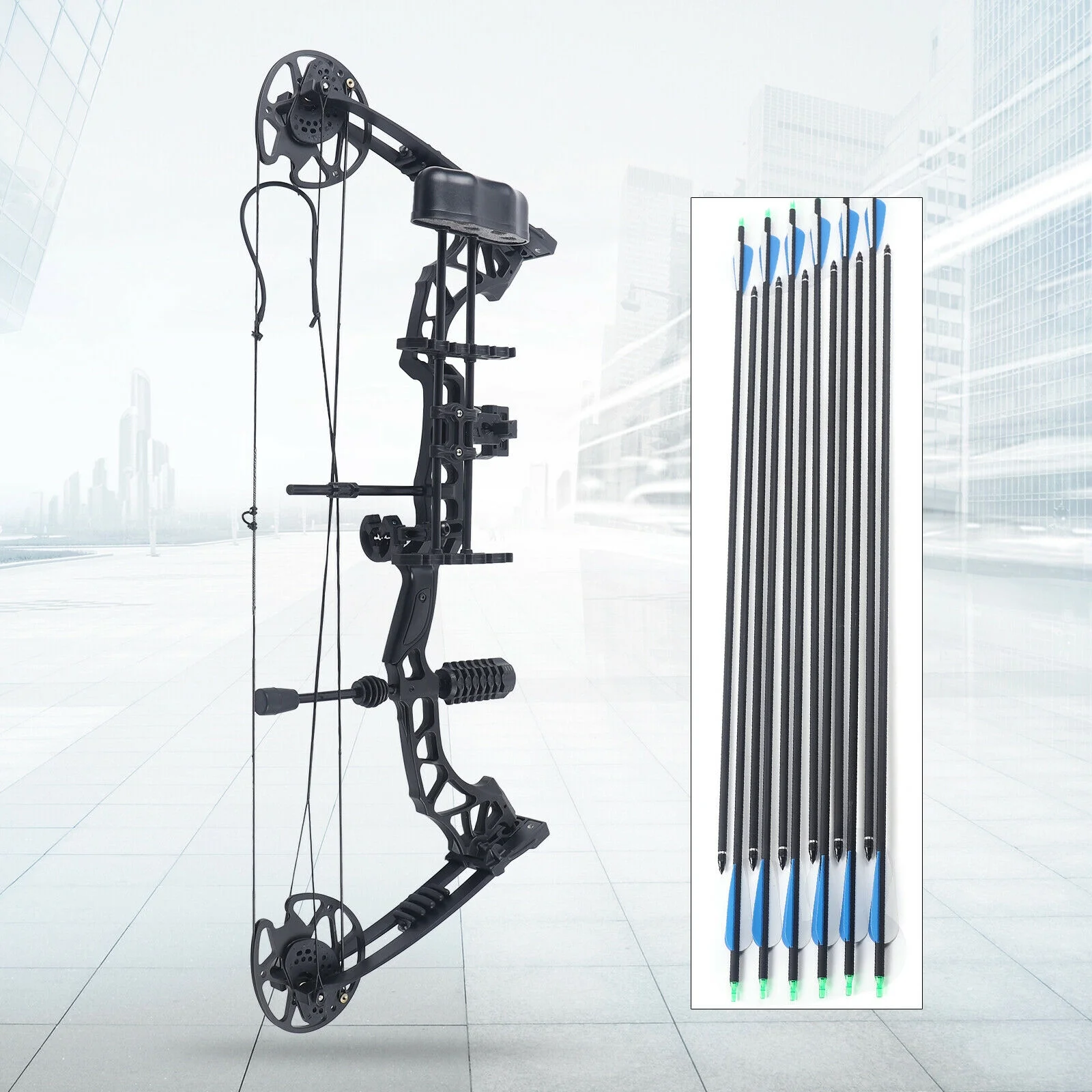 Fichiouy Compound Bow Arrows Kit Archery Target Shooting Practice Tool with Bullseye Paper & 12 Arrows