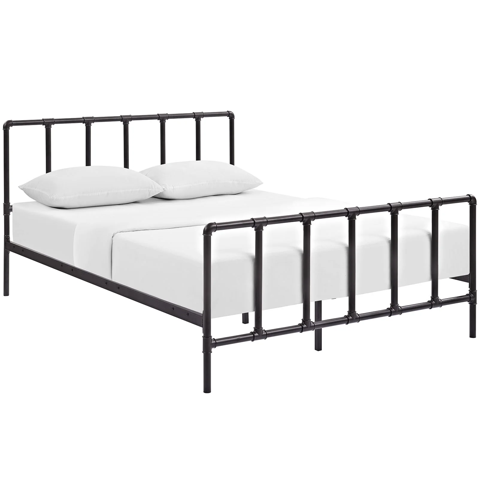 Modway Dower Queen Stainless Steel Bed in Brown