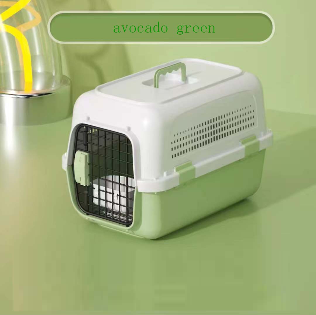 Plastic Kennel Rolling Plastic Airline Approved Wire Door Travel Dog Cage, Small, Green，L22.04IN*W13IN*H14.56IN