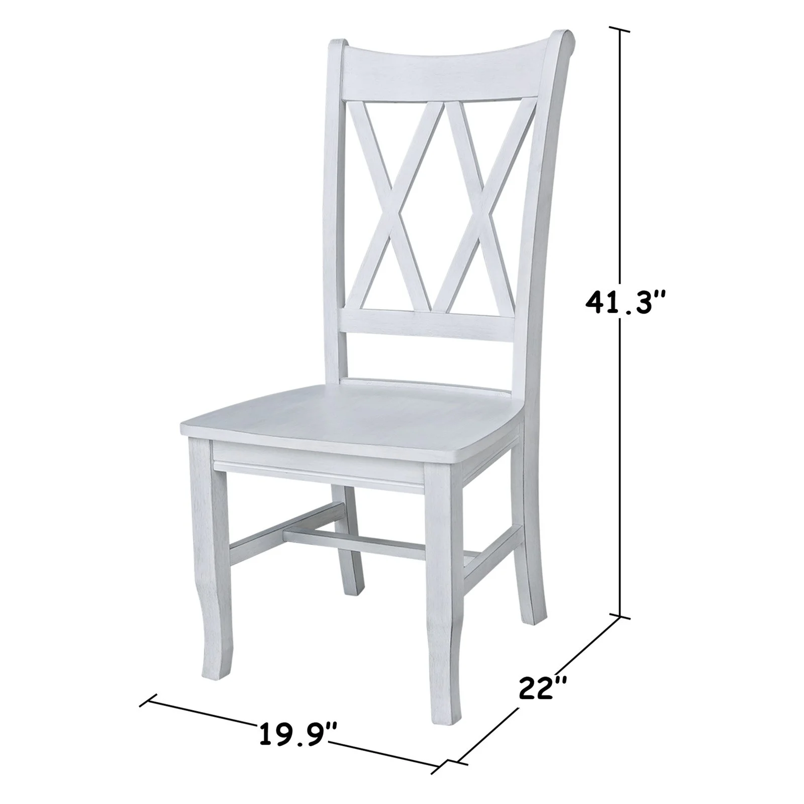 Double XX Solid Wood Chairs in White- Set of 2