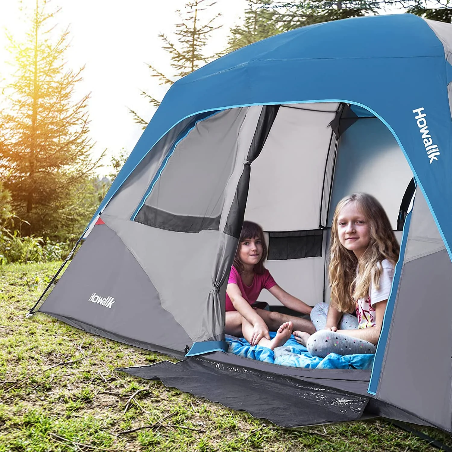 Homhougo—Camping Tent 6 Person 4 Person, Family Tent for Camping, Easy Set up Camping Tent for Hiking Backpacking Traveling Outdoor