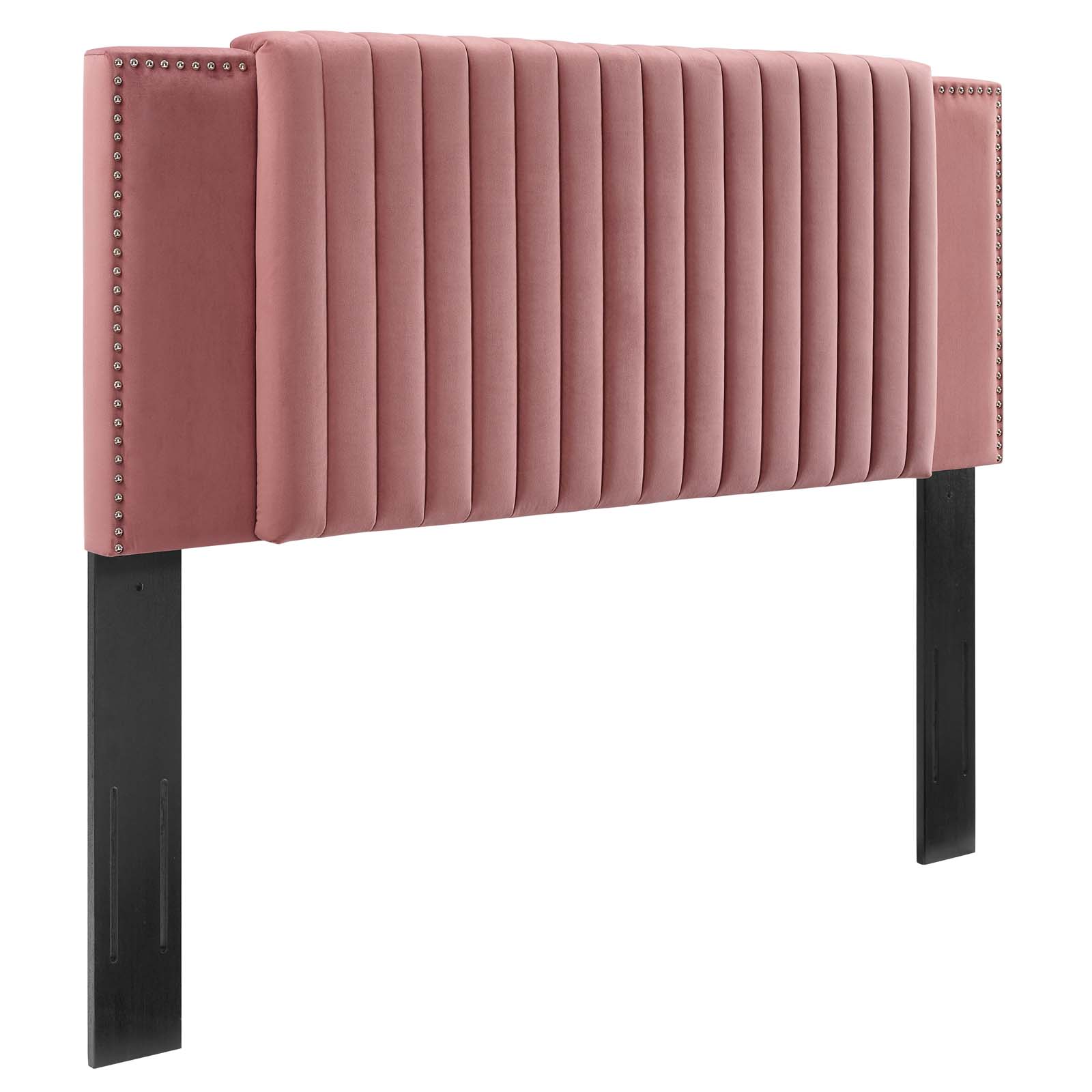 Modway Felicity Channel Tufted Performance Velvet Twin Headboard in Dusty Rose