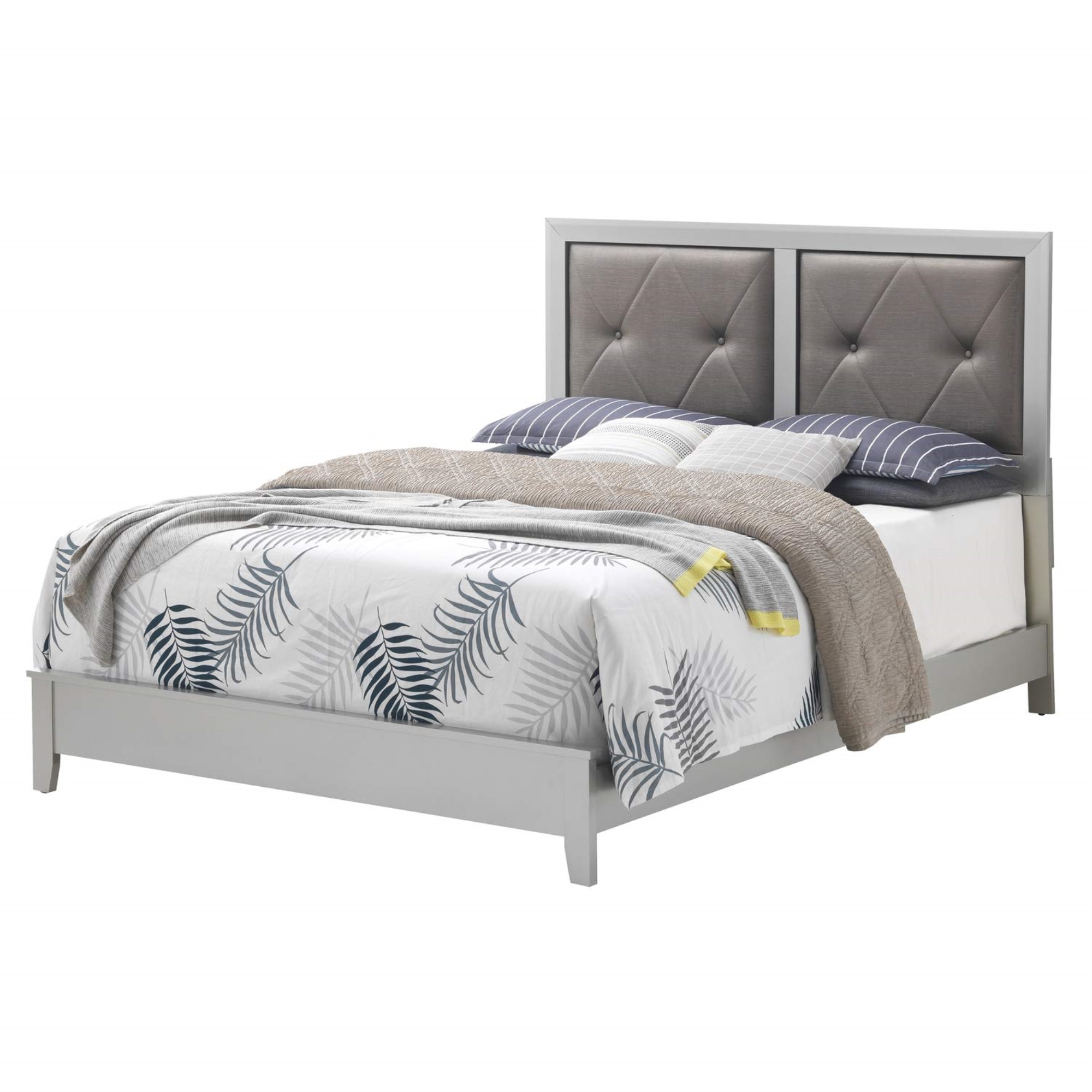 Glory Furniture Primo Queen Panel Bed in Silver Champagne