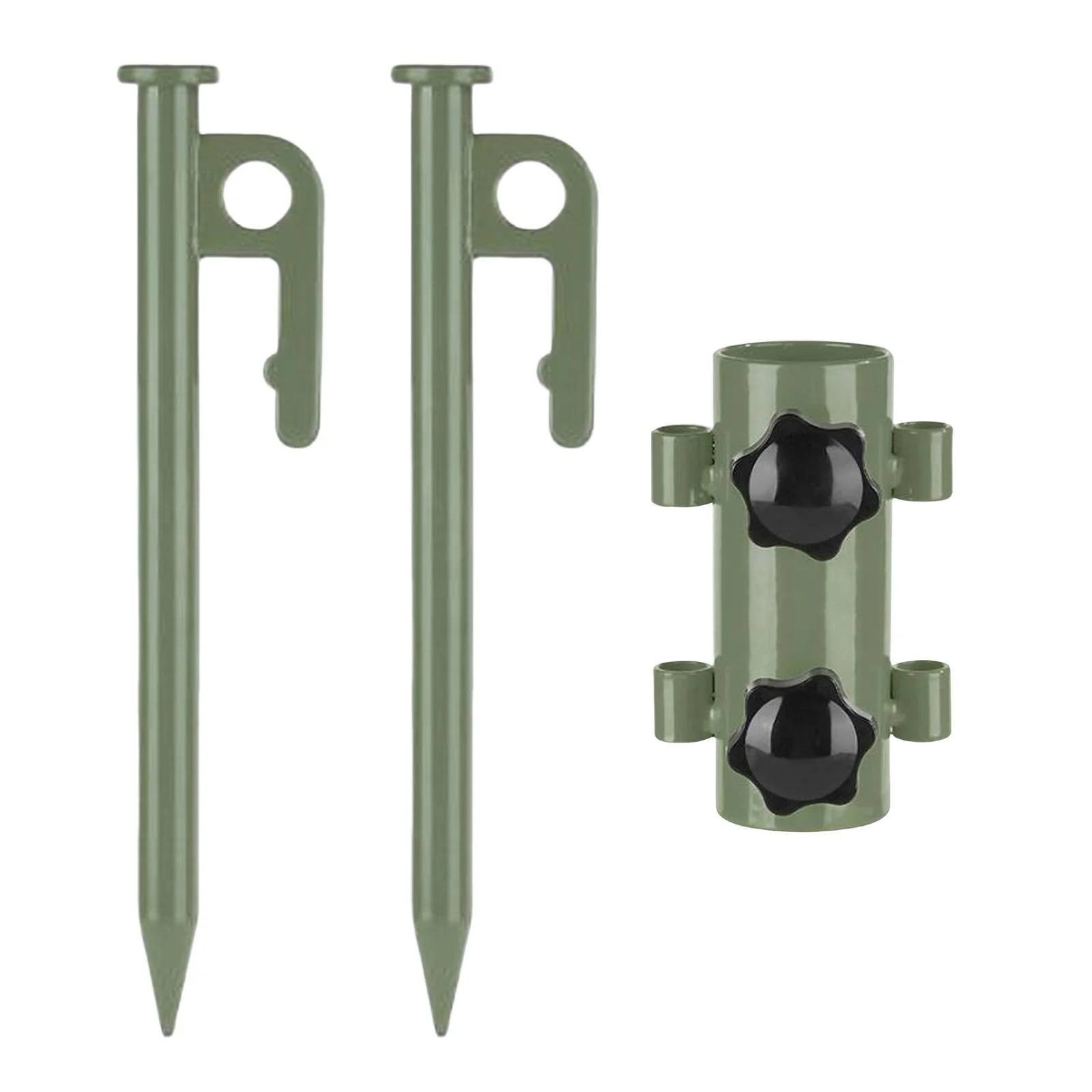 Awning Rod Holder Tent Holder Windproof Bracket Fixed Reinforced Metal Durable Canopy Pole Holder for Camping Traveling Picnic Fishing Green