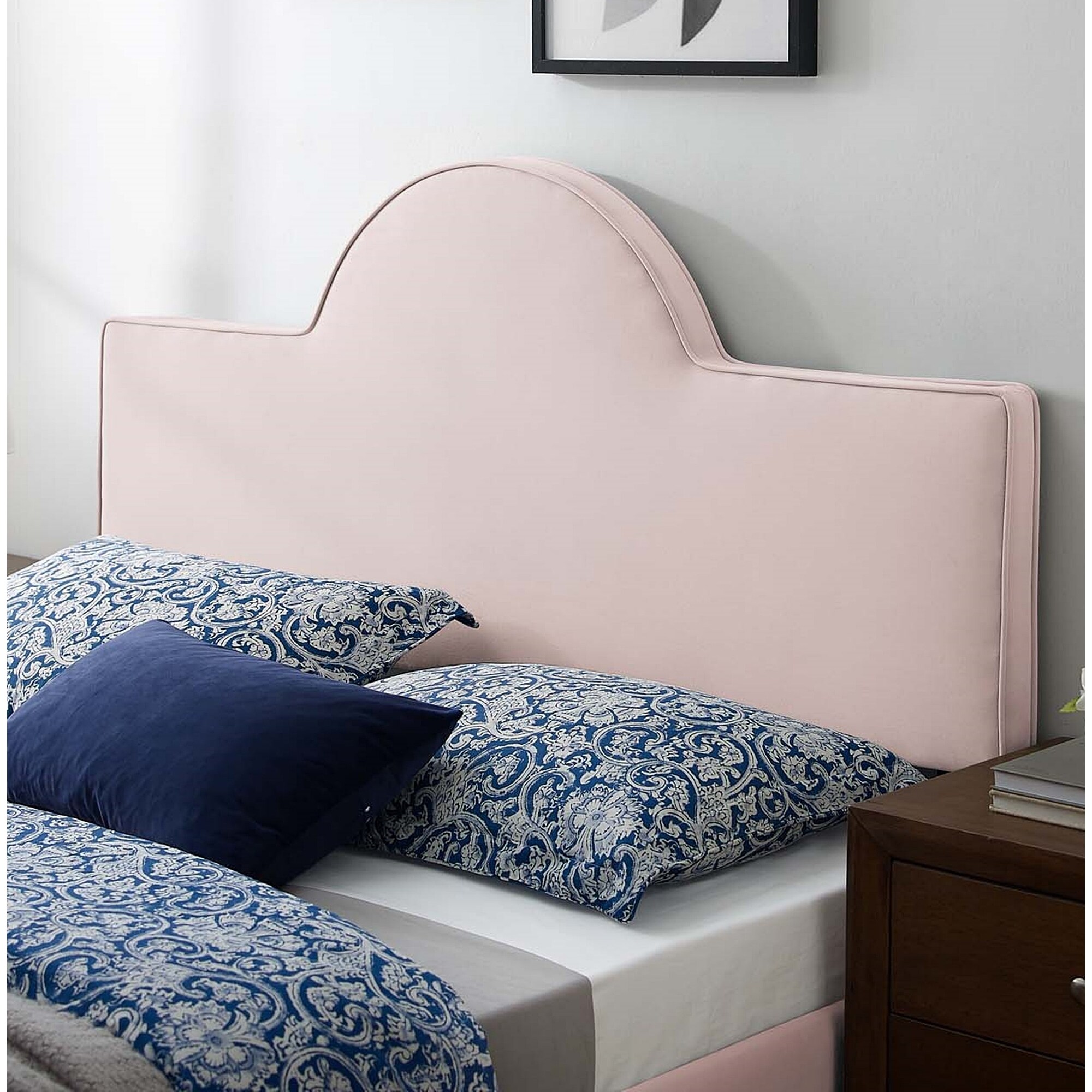 BSD National Supplies Livingston Arched Pink Velvet Upholstered Full/Queen Size Headboard