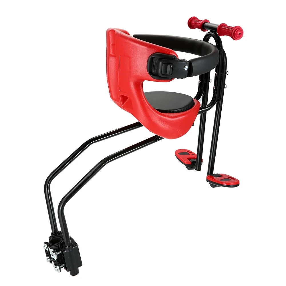 Andoer Child Safety Carrier Front Seat Saddle Cushion with Back Rest Foot Pedals