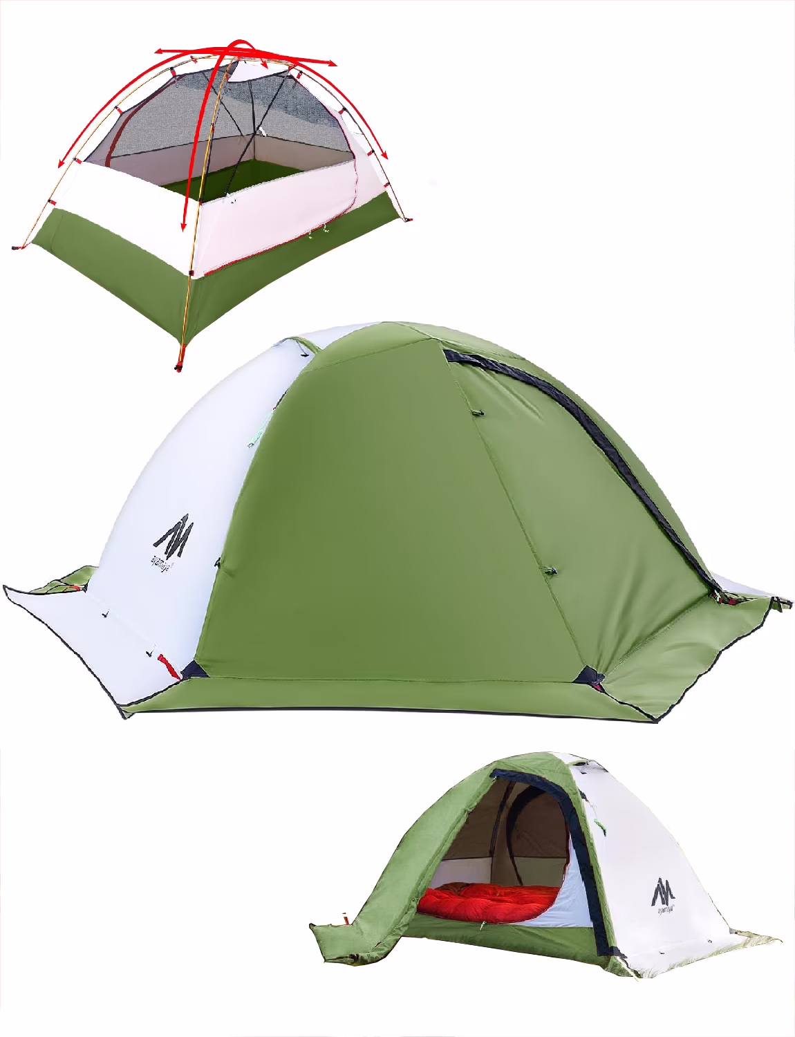 IC ICLOVER 4 Season Backpacking Tent for 2 Person Ultralight Waterproof All Weather Double Layer Camping Tents for Backpacker Outdoor Hiking Survival - Green