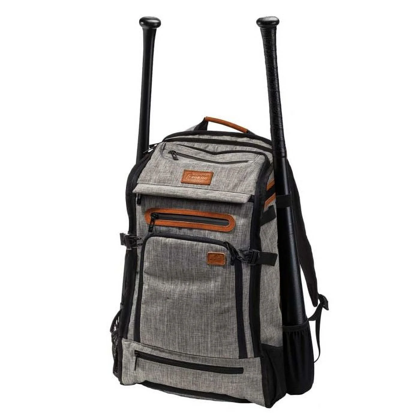 Franklin Sports MLB Traveler Elite Baseball Backpack – Premium Batpack – Heather Gray