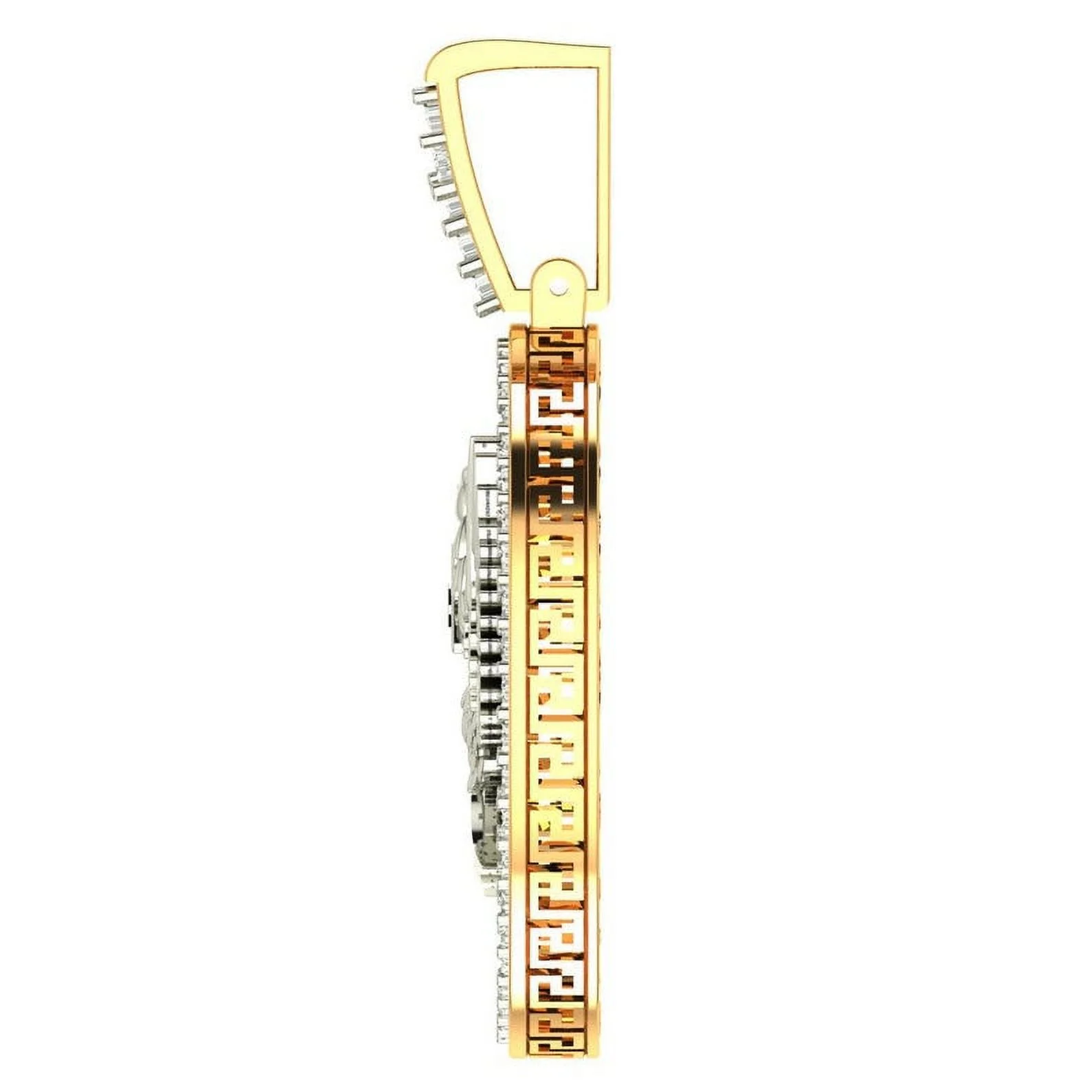 Real Genuine Diamond Scottish Rite 32 Degree Wings Up Masonic Knights Templar Freemasonry Freemason Pendent 10K Gold Over Charm 2''