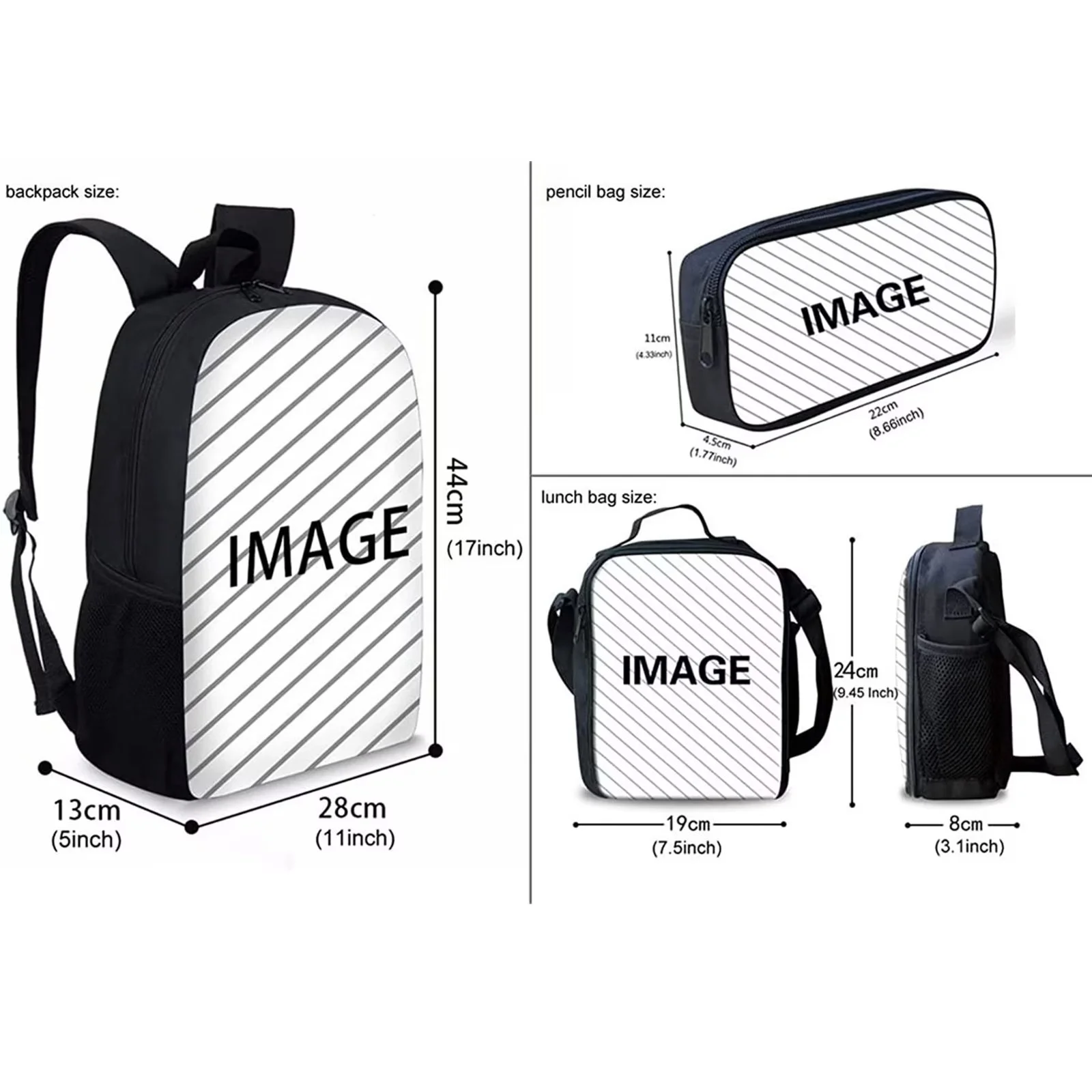 Pzuqiu Kids Backpack 3 In 1,Camo Hunting Forest Deer School Bag and Lunch Insulated Box Set for Women Girls Age 12-14 Rucksack with Food Tote Bag and Pencil Case