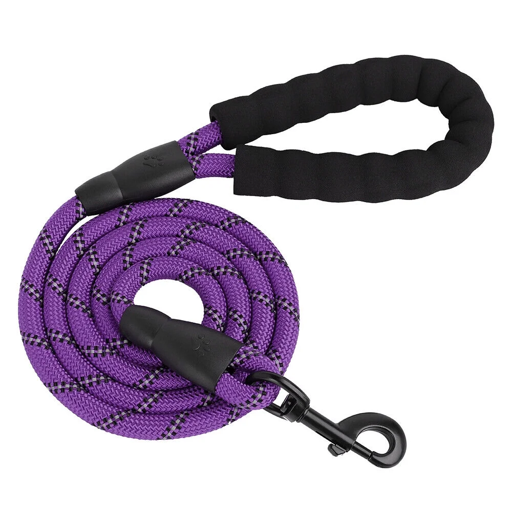 4.9ft Dog Walking Training Leash Reflective Nylon Lead Rope Soft Padded Handle