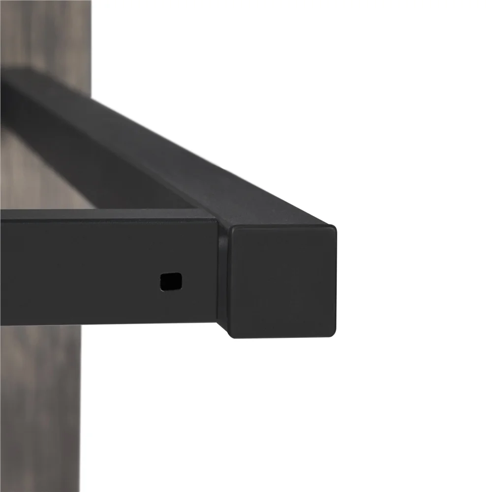 Topeakmart 5-Piece Industrial Dining Set with Square Table, 4 Backless Stools, Drift Brown