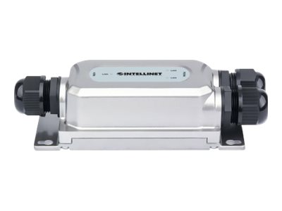 Intellinet 2-Port Outdoor Vandalproof Gigabit PoE++ Extender, Two 30 W Ports, Extends PoE up to 100 m (328 ft.), 60 W Power Budget, IEEE 802.3bt (4PPoE) Compliant, IP67 Waterproof, IK10-rated, Metal Housing - Network/power extender - 1GbE - 10Base-T,
