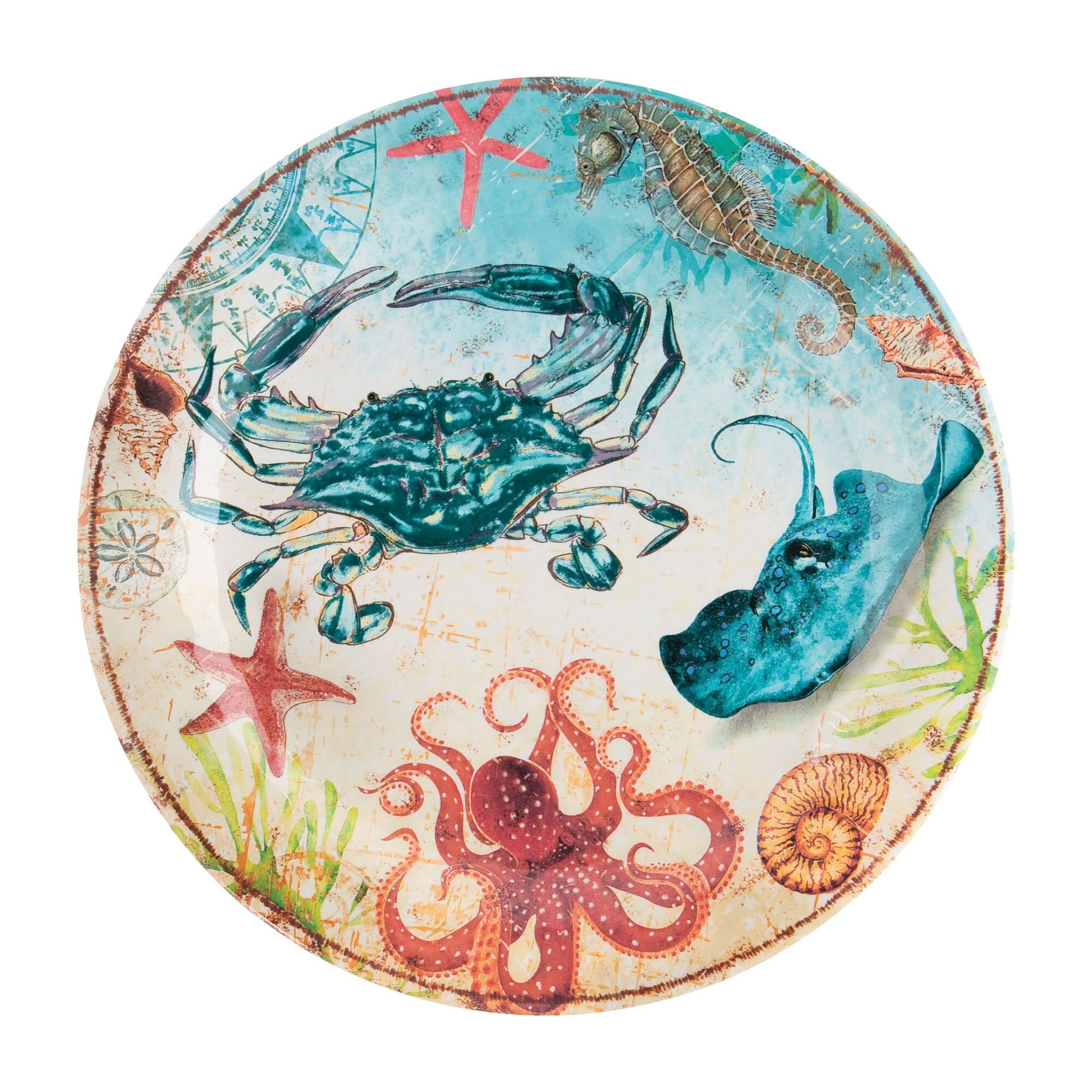 UPware 12-Piece Sealife Crab Melamine Dinnerware Set