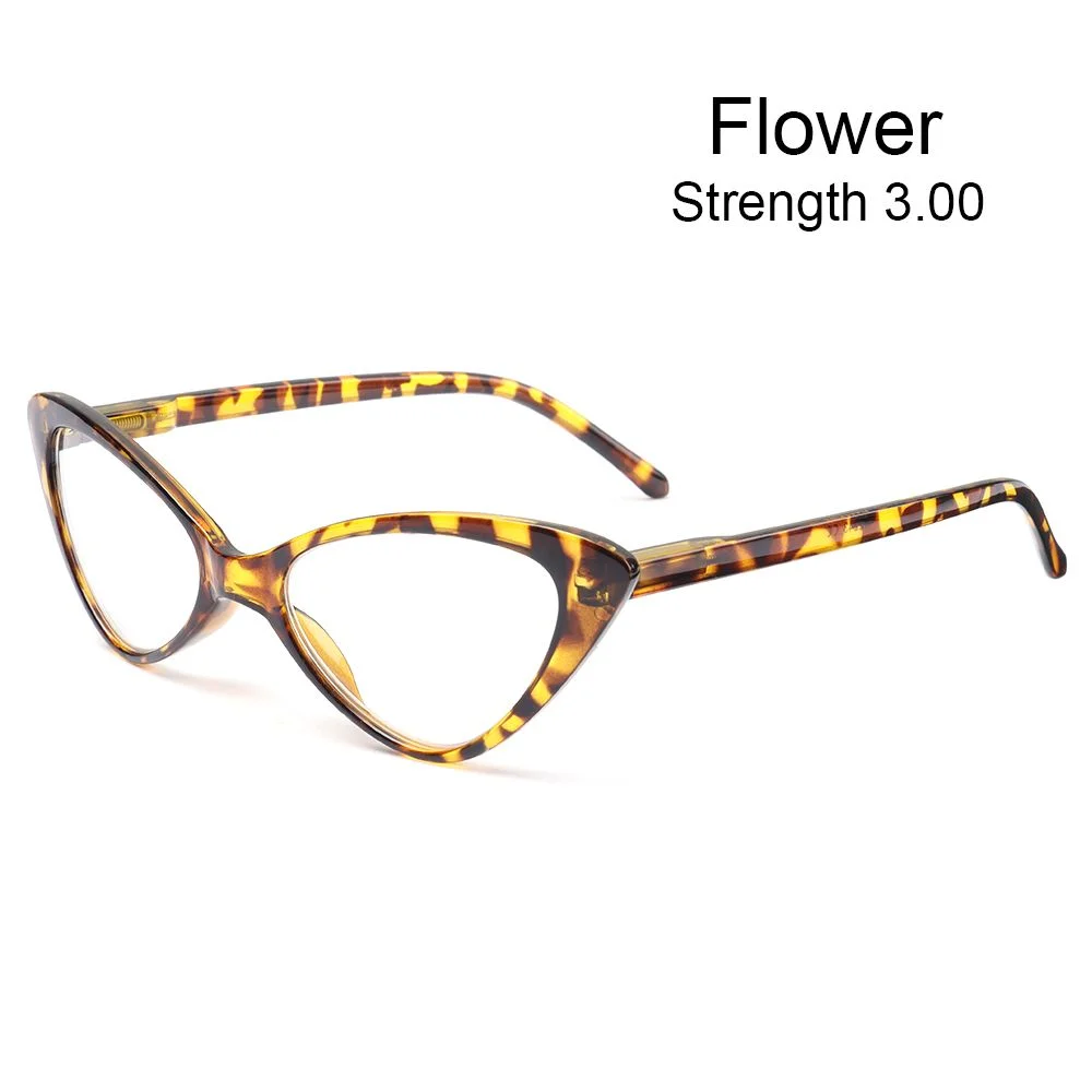 Fashion Clear HD Lens Ultra-Light Women&Men Reading Glasses Magnifying Eyewear Clear Lens Cat Eyes Presbyopia Eyeglasses FLOWER STRENGTH 3.00
