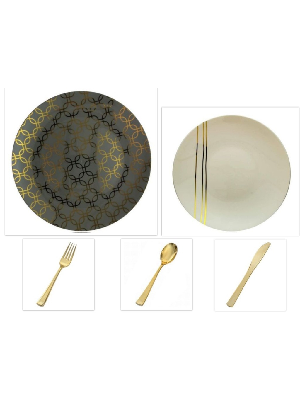 Motif Design Collection Gray w/Gold Geometric Overlay 10.25