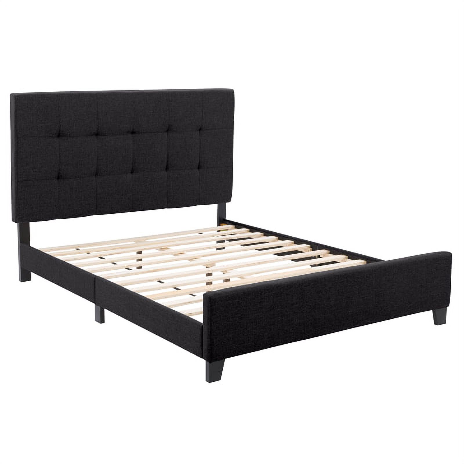 CorLiving Ellery Black Engineered Wood and Fabric Tufted Queen Bed
