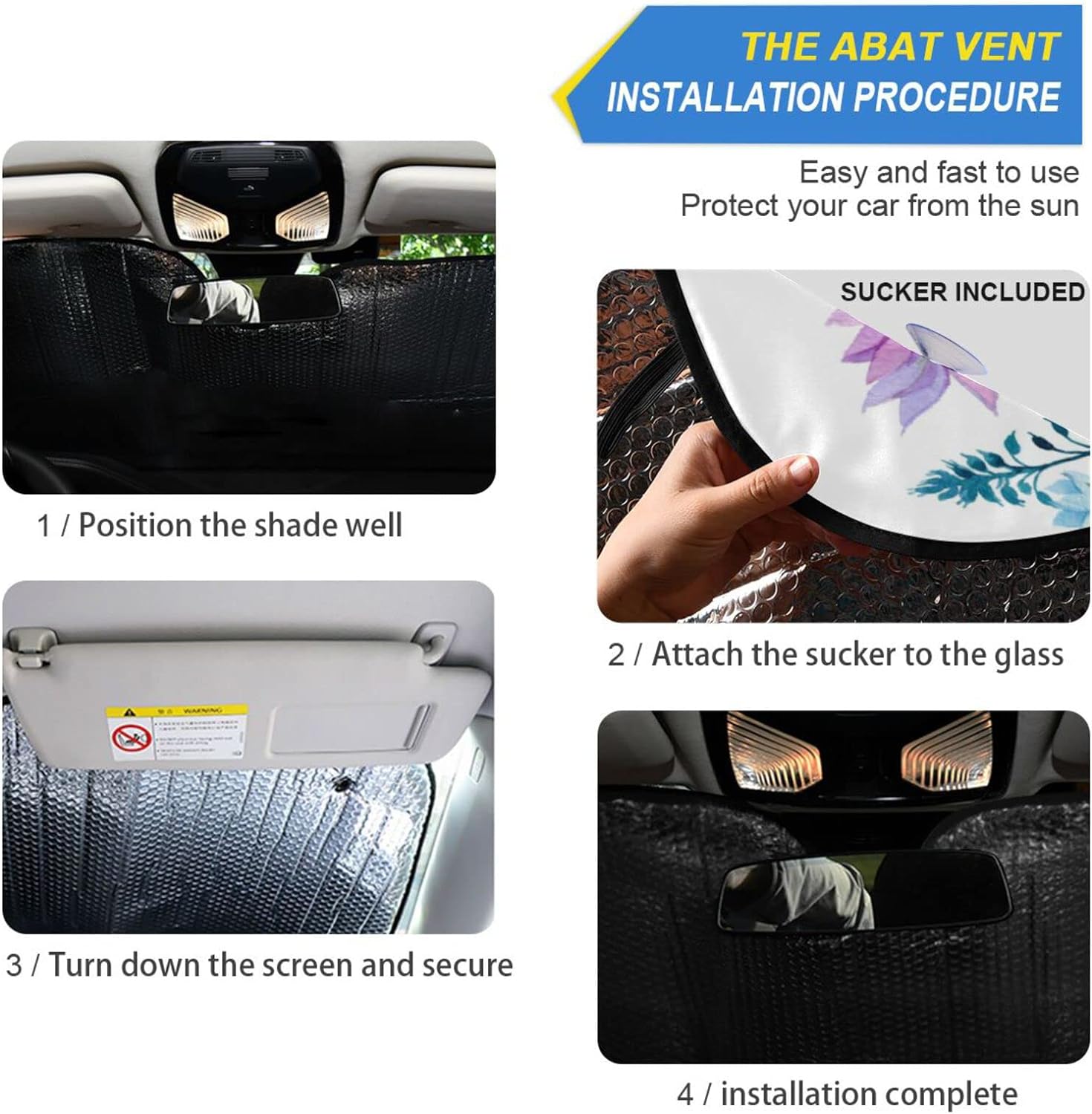 Hidove Field Flowers Windshield Sun Shade for Car UV Reflector Auto Front Window Sunshade Visor Shield Cover and Keep Your Vehicle Cool（55 * 27.6inch）