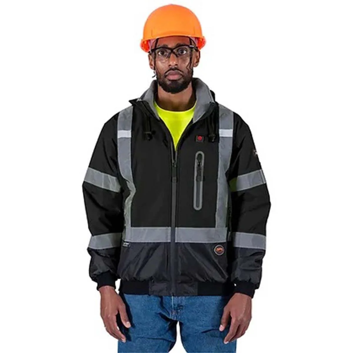 Pioneer Hi-Vis Waterproof Heated Safety Nano Bomber Jacket (Jacket Only) 4XL