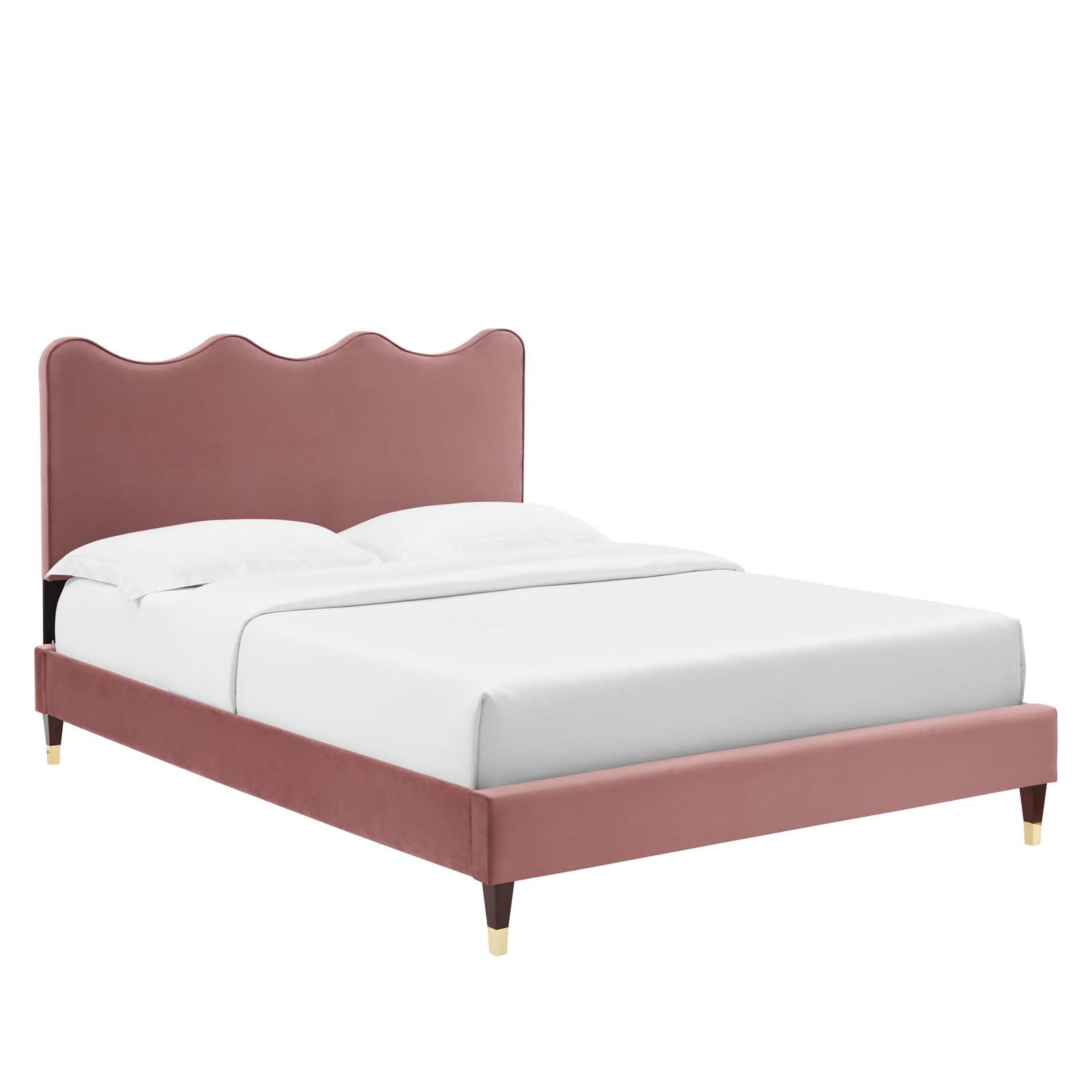 Modway Current Performance Velvet Twin Platform Bed in Dusty Rose