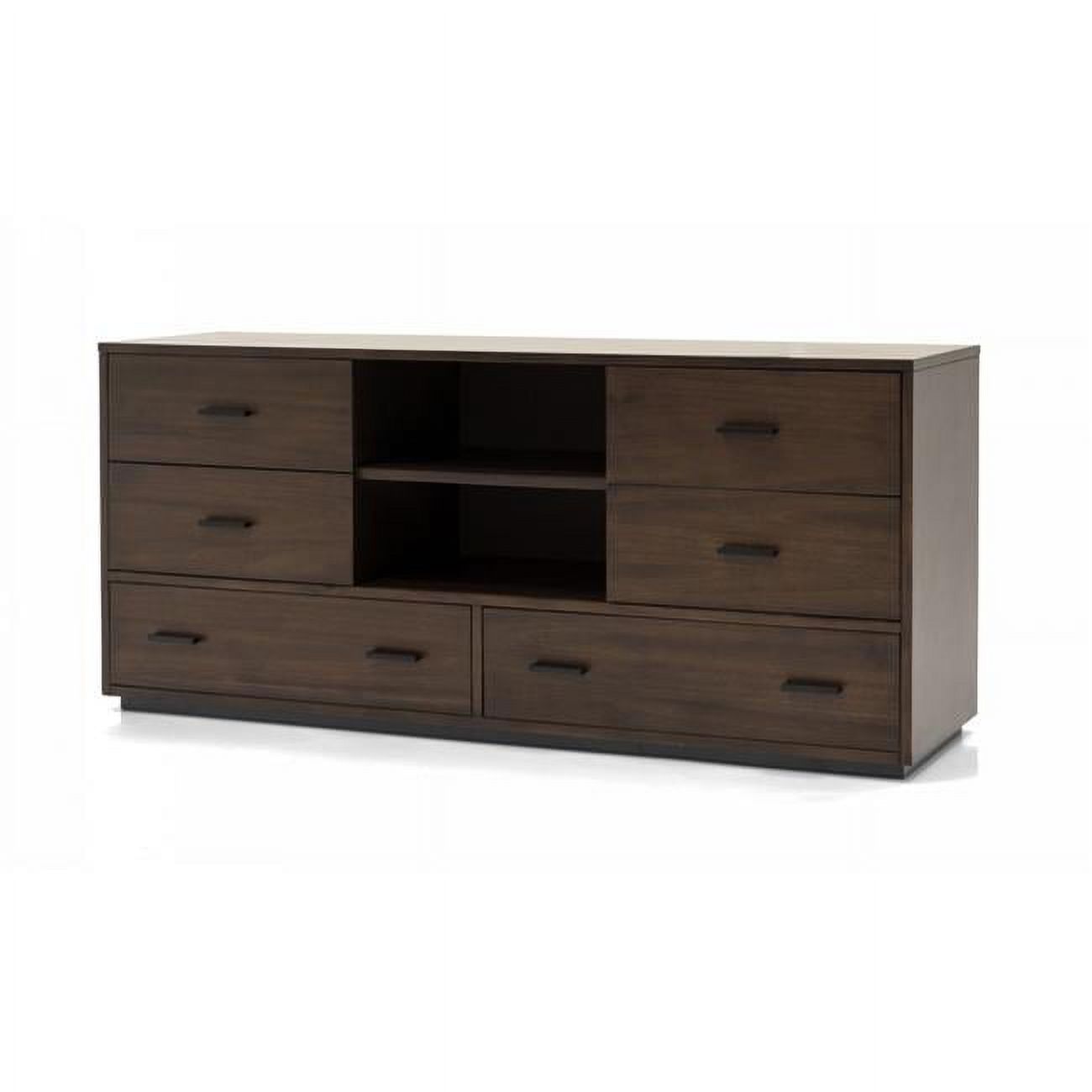 63 in. Walnut Six Drawer Double Dresser