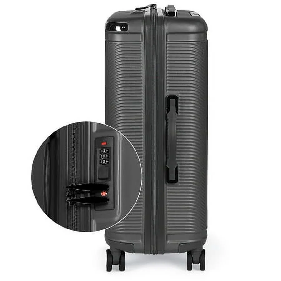 3-Piece Dark Gray Luggage Set Hardshell Suitcase Spinner Suitcase Wheeled Telescopic Handle Tsa Locks