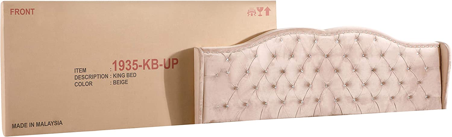 LYKE Home King Upholstered Bed , Beige