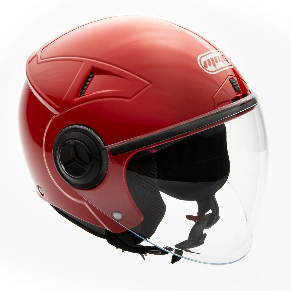 MMG Motorcycle Open Face Helmet DOT Flip-Up Visor Gloss Red (Large) Model 28