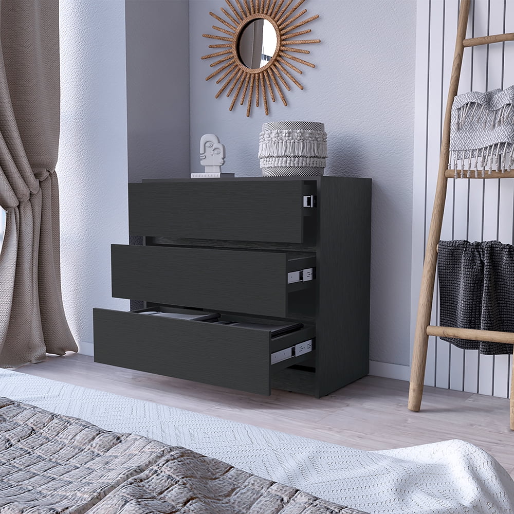 CoSoTower Dresser Maldus, Three Drawers, Black Wengue Finish