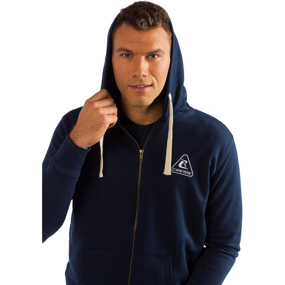 Cressi Men'S Full-Length Front Zipper With Drawstring Hoodie Blue (7 / XXX-Large)