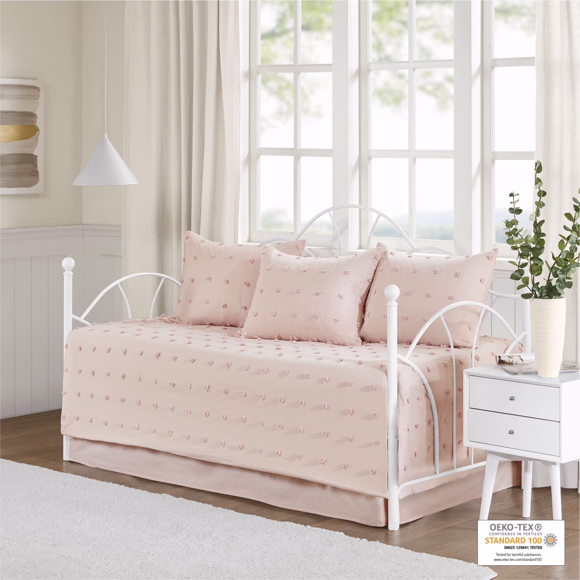 Home Essence Apartment Kay Cotton Tufted Pink 5 piece Daybed Bedding Set