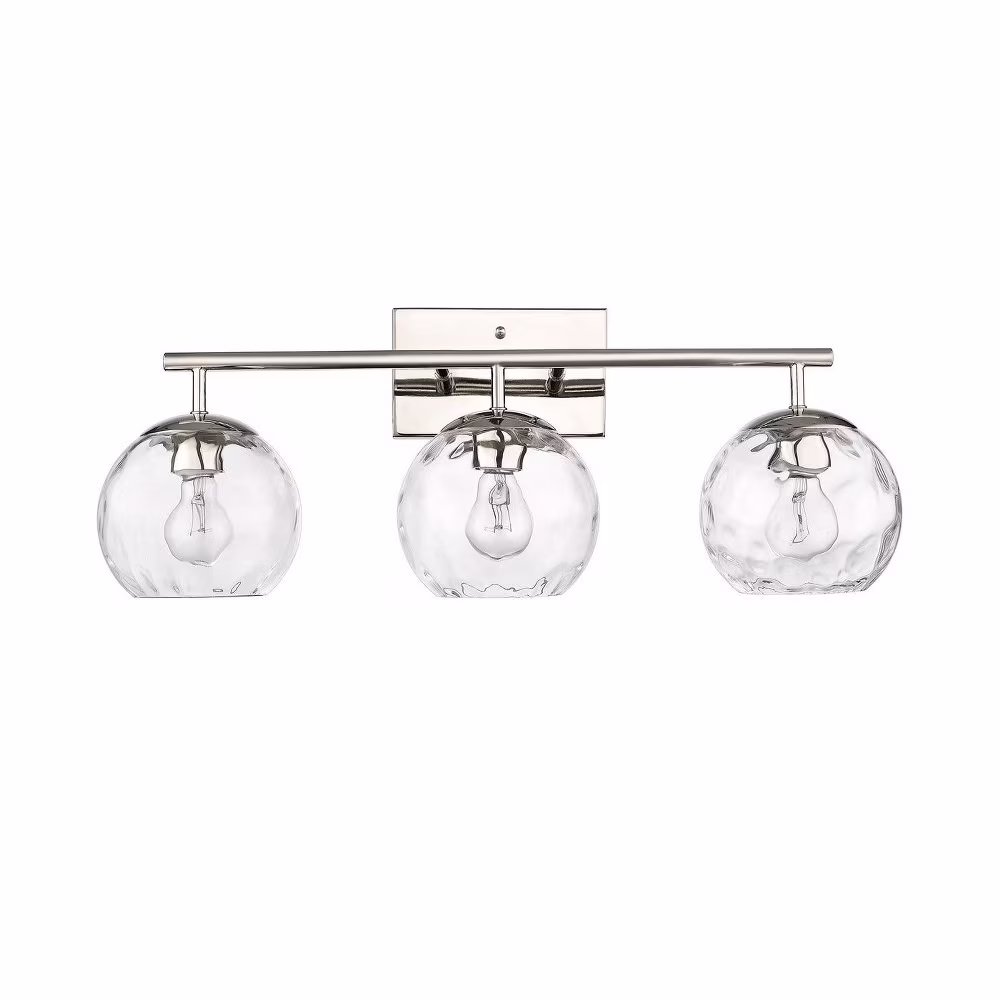 IN40049PN-Acclaim Lighting-Mackenzie - 3-Light Bath Vanity With Rippled Water Glass In Glam Style