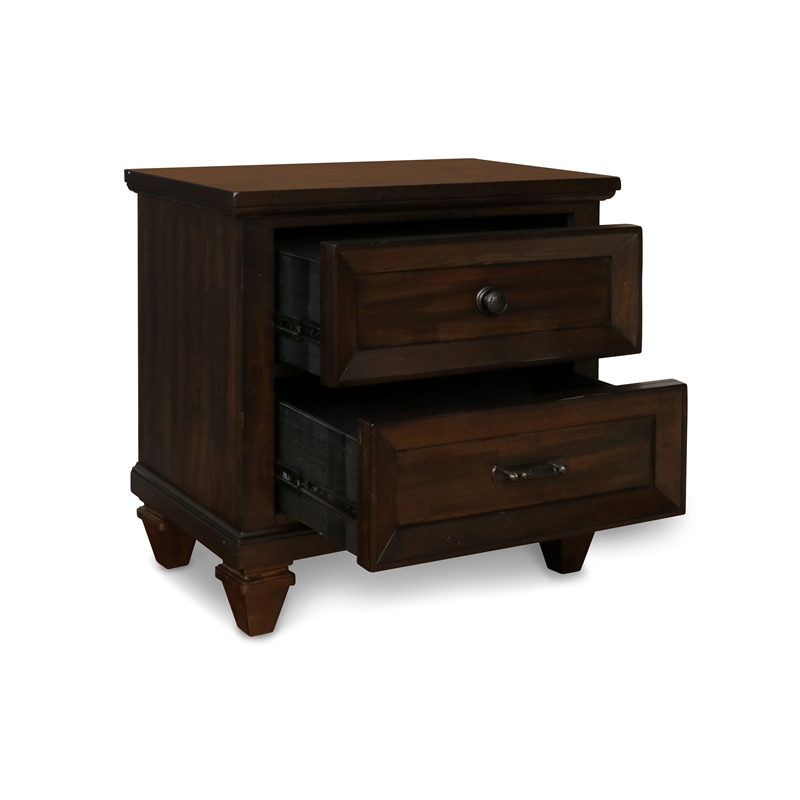 New Classic Sevilla 4-Piece Wood Cal King Bedroom Set with Nightstand in Walnut