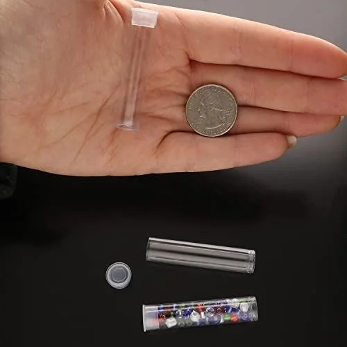 The Beadsmith Clear Plastic Tubes - 2-Inch-Long Round Tubes, 3/8 Inches in Diameter - Flat Caps - Use for Beads, Bath Salts, Wedding & Party Favors, Home or Office Storage - Bag of 100