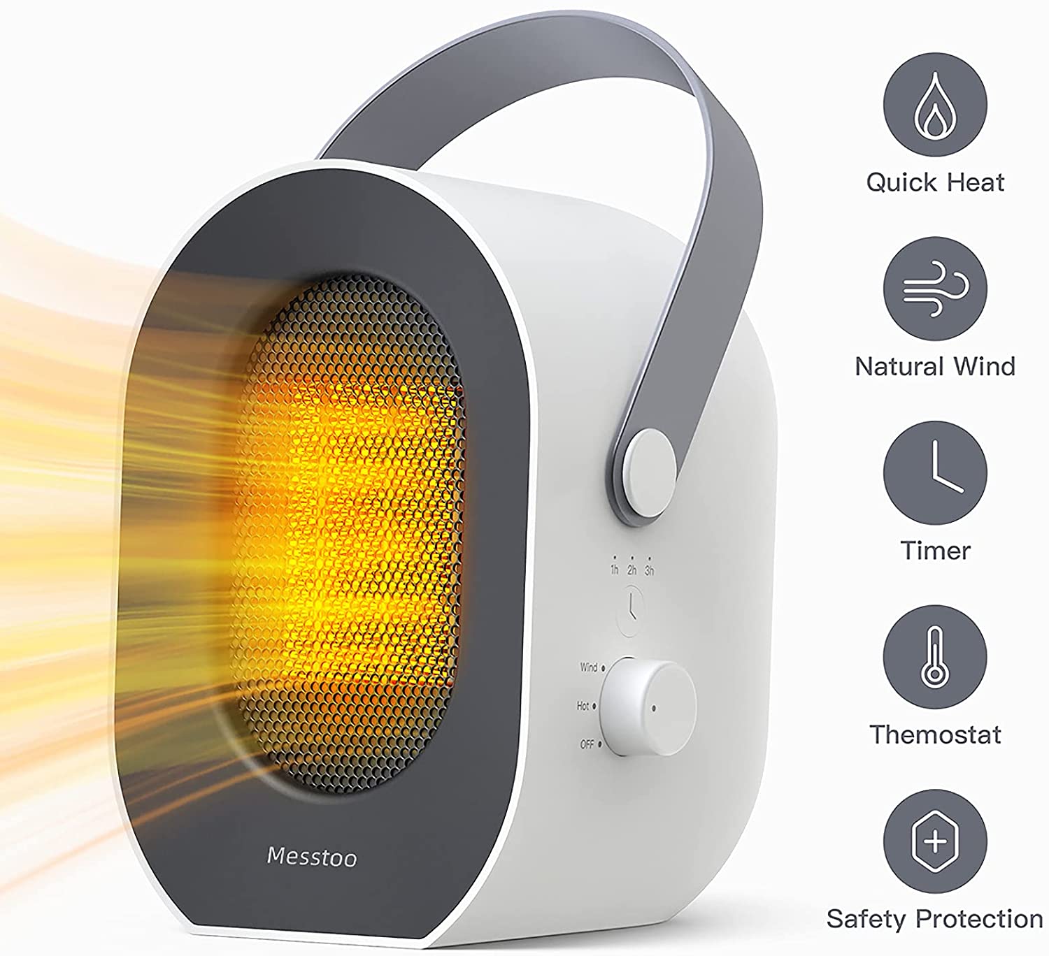 messtoo Space heater,Any Room Wind Modes Portable 2 Wind Modes Adjustable 1s Fast 1s Fast Over-heat 650w Ceramic Heater Dazzduo Portable Heater 650w Sp With Adjustable 1s Heater 650w Ceramic