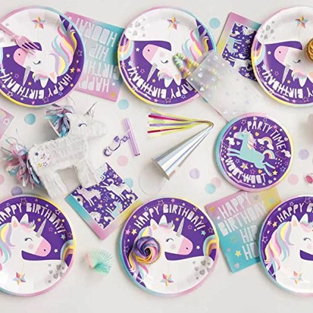 Unicorn Round Dessert Party Paper Plates, 7