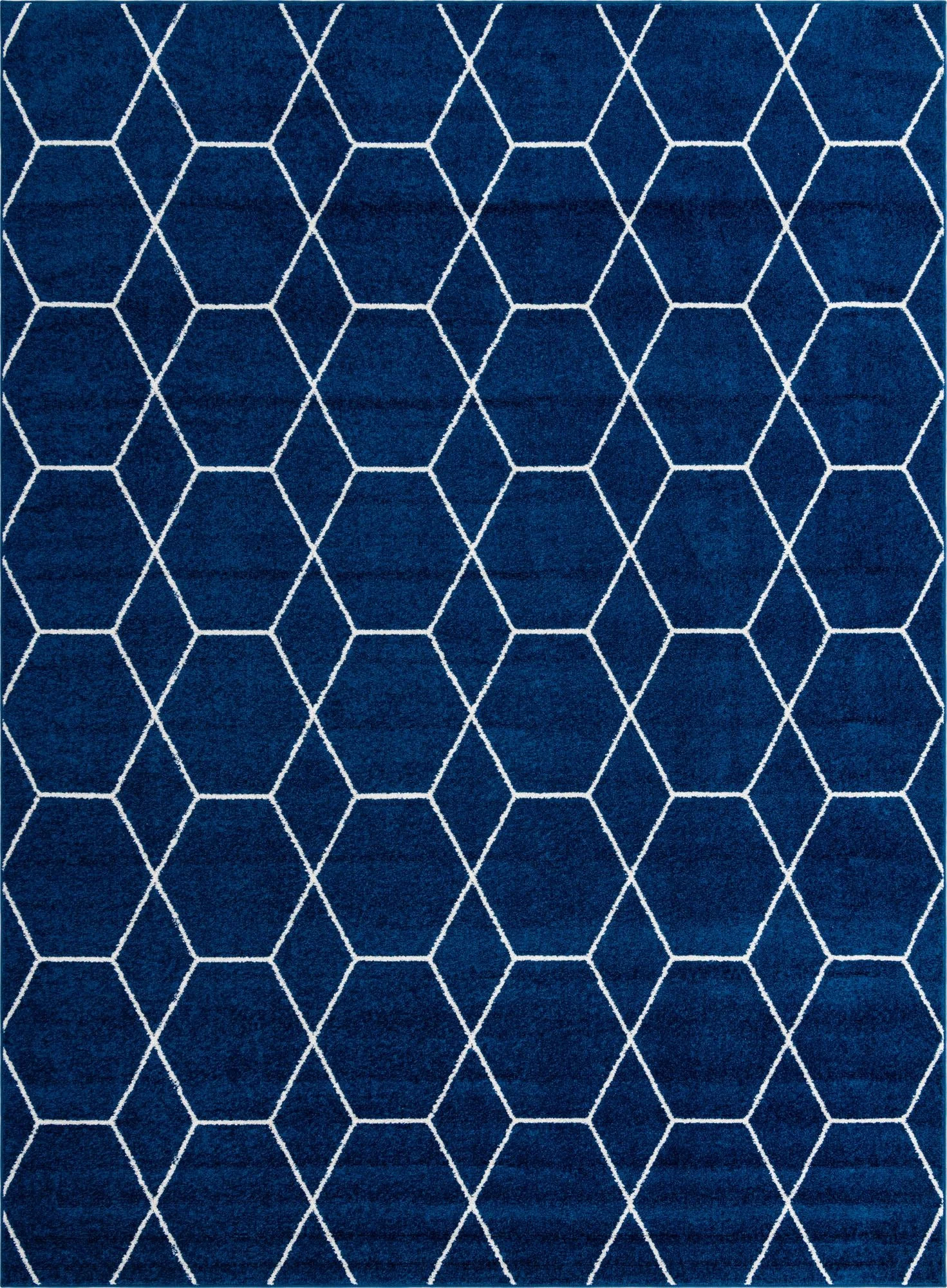 Unique Loom Geometric Trellis Frieze Rug Navy Blue/Ivory 9' x 12' Rectangle Trellis Traditional Perfect For Living Room Bed Room Dining Room Office
