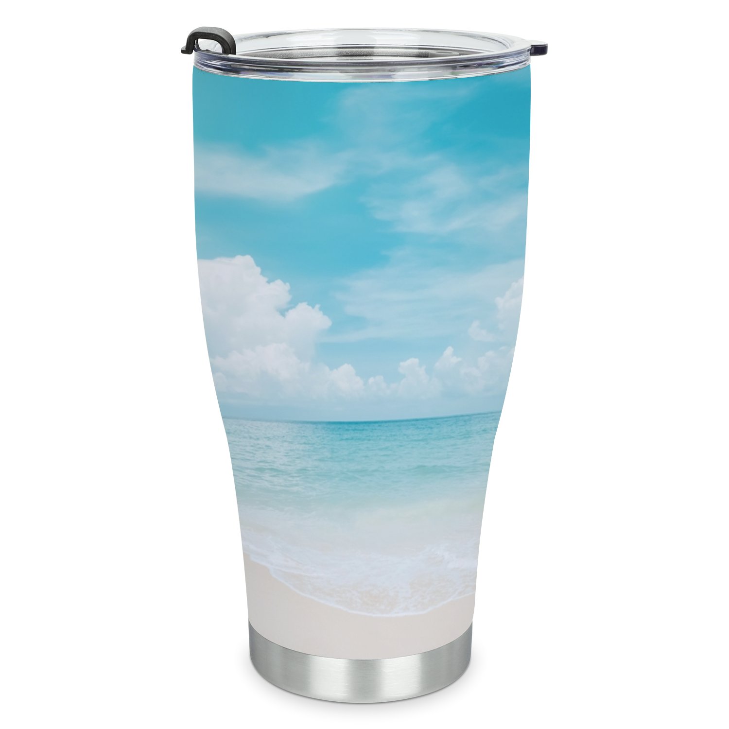 Hidove Stainless Steel Tumbler, Palm Tree on Tropical Beach 30oz Leak Proof & Stainless Steel Bottle for Hot & Cold Drinks - Coffee Travel Mug, Water Metal Canteen, Thermal Cup