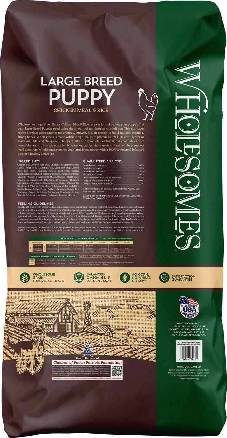 Wholesomes Large Breed Puppy Dog Food, 35 lb.