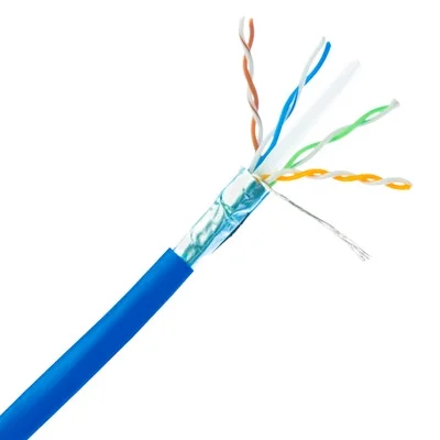 Grandmax Cat6 550MHz Shielded Solid STP,1000ft,100% Copper Cable,Blue