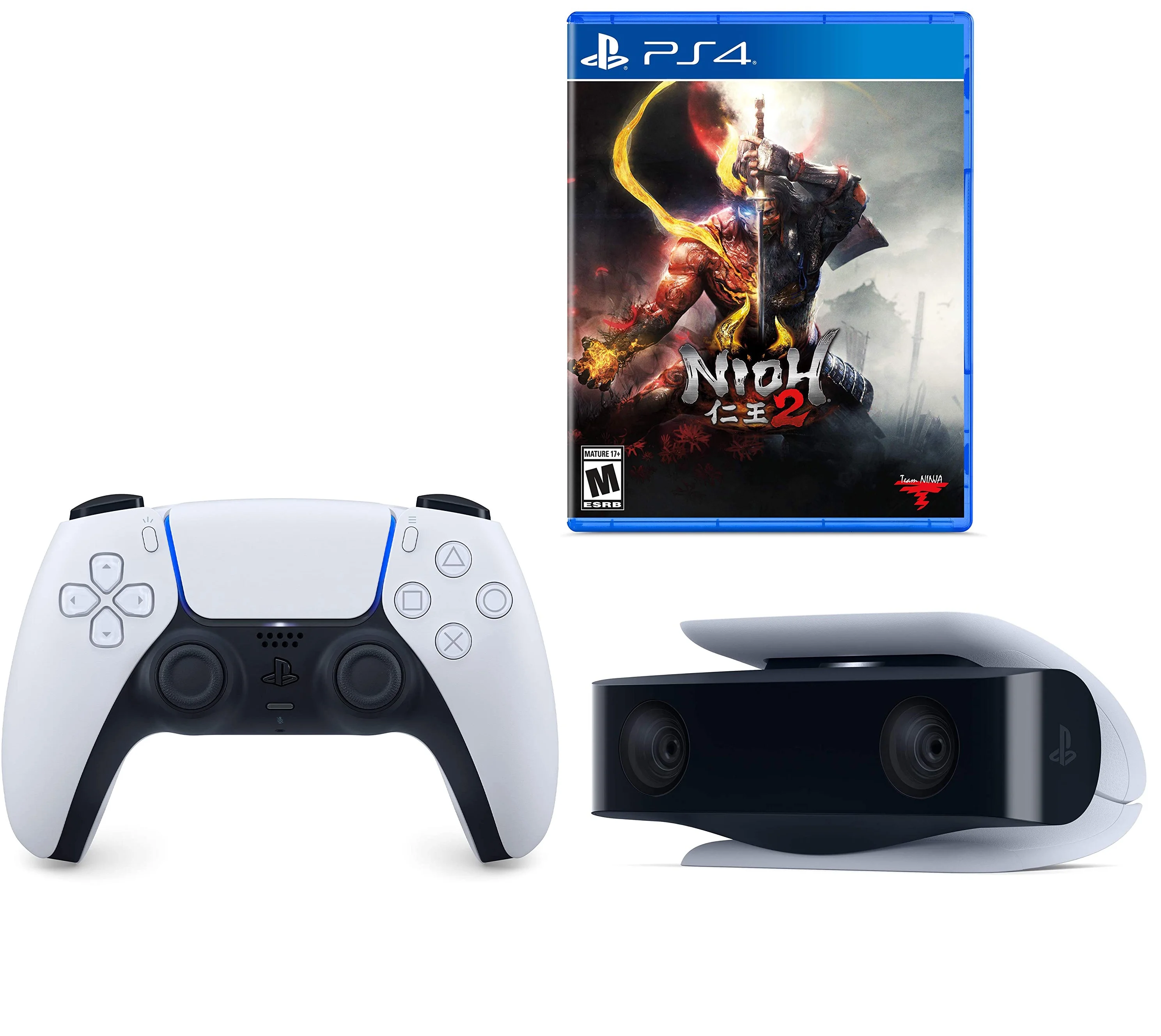 Sony PlayStation 5 DualSense Wireless Controller, HD Camera and PS4 Nioh 2 with PS5 Upgrade Bundle