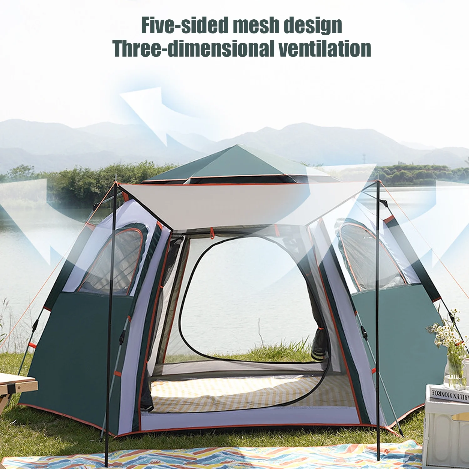 6-Person Camping Tent, Instant Pop Up Tents, Easy Set Up Family Camping Tents & Shelter, Lightweight Waterproof All-Season Tent for Family Travel Hiking Camping Mountaineering Outdoor