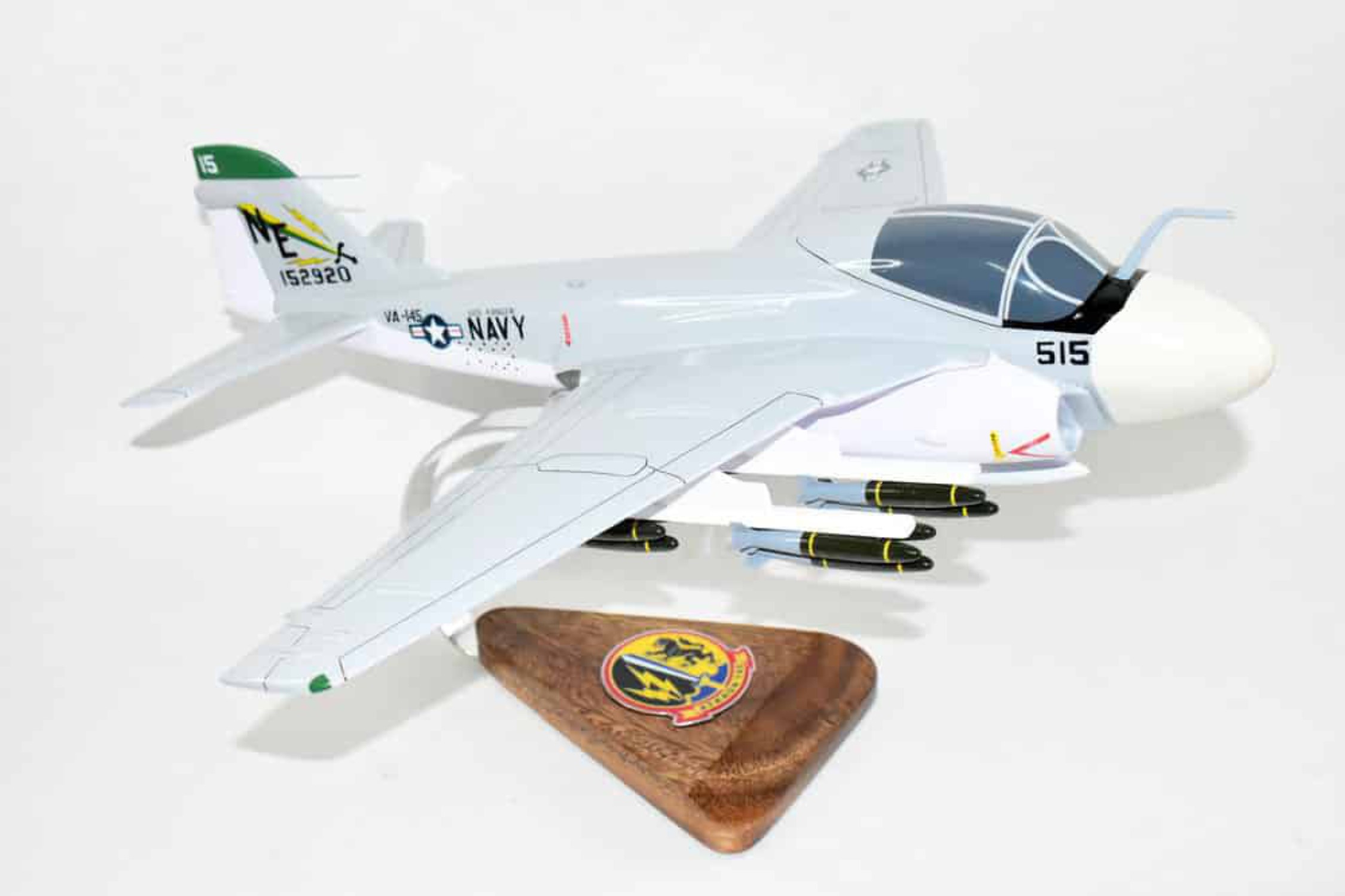 VA-145 Swordsmen A-6 (1978) Intruder Model, 1/36th Scale, Mahogany, Navy,