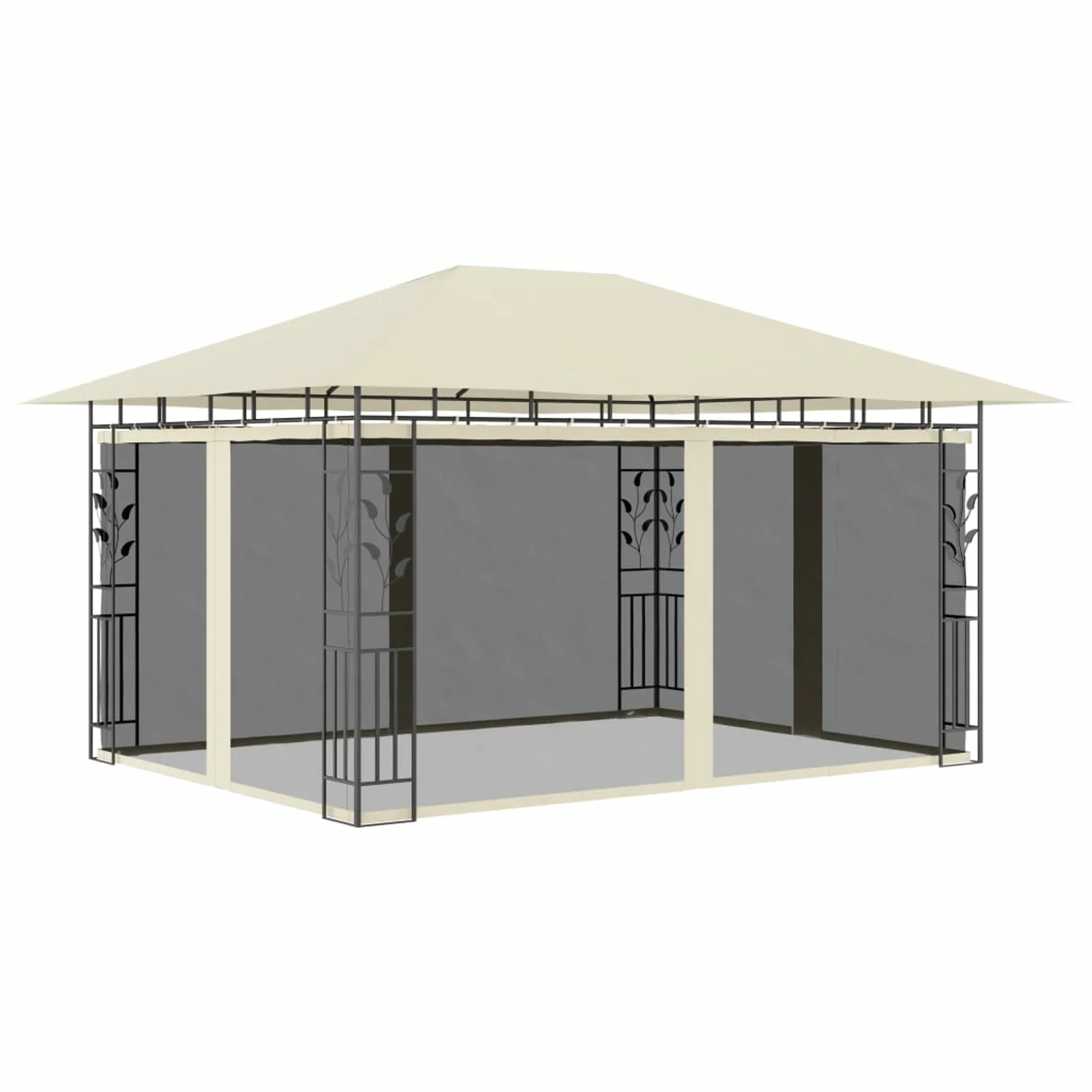 Dcenta Party Tent with Net Outdoor Gazebo Steel Frame Sunshade Shelter Canopy Cream for Backyard, Yard, Wedding, BBQ, Camping, Festival, Shows 13.1ft x 9.8ft x 9ft (L x W x H)