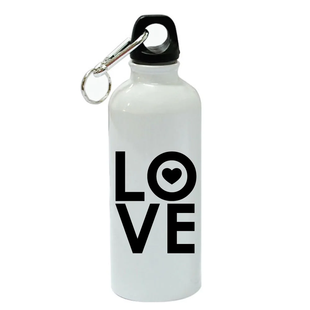 LOVE White Aluminum Sports 20 oz Water Bottle